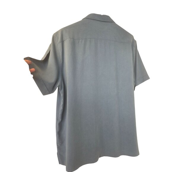 Nat Nast Y2K Silk Camp Shirt Men XL Rain Blue Black Embroider Retro Bowling Styl - Picture 3 of 13